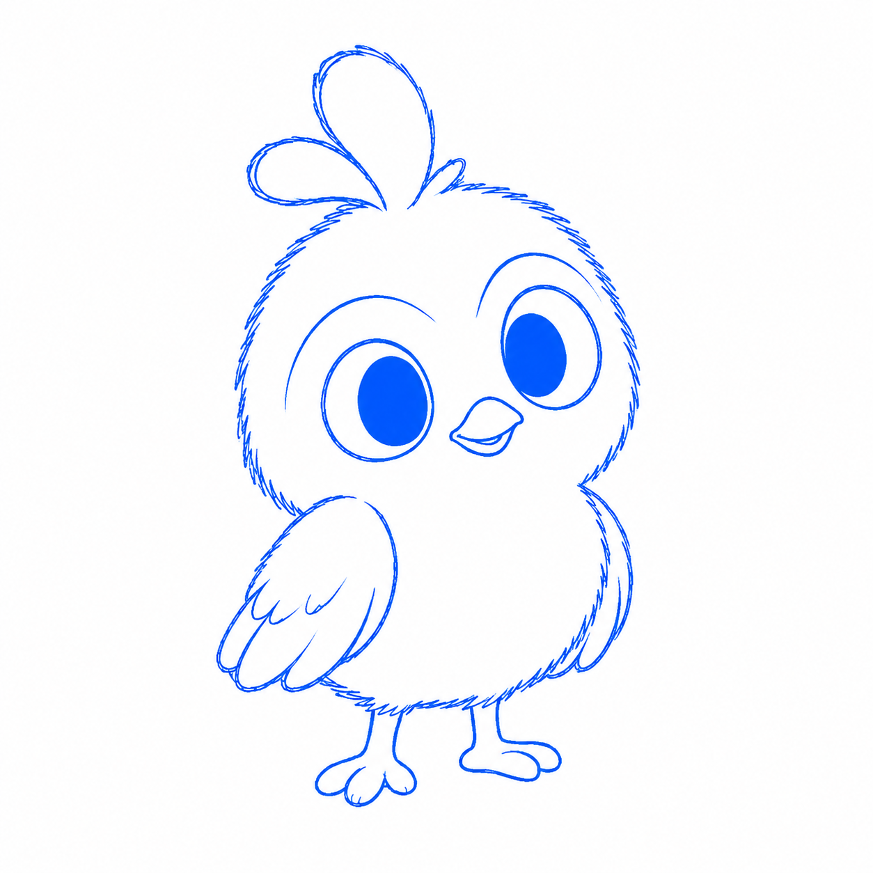 Dash standing, drawn in blue outlines